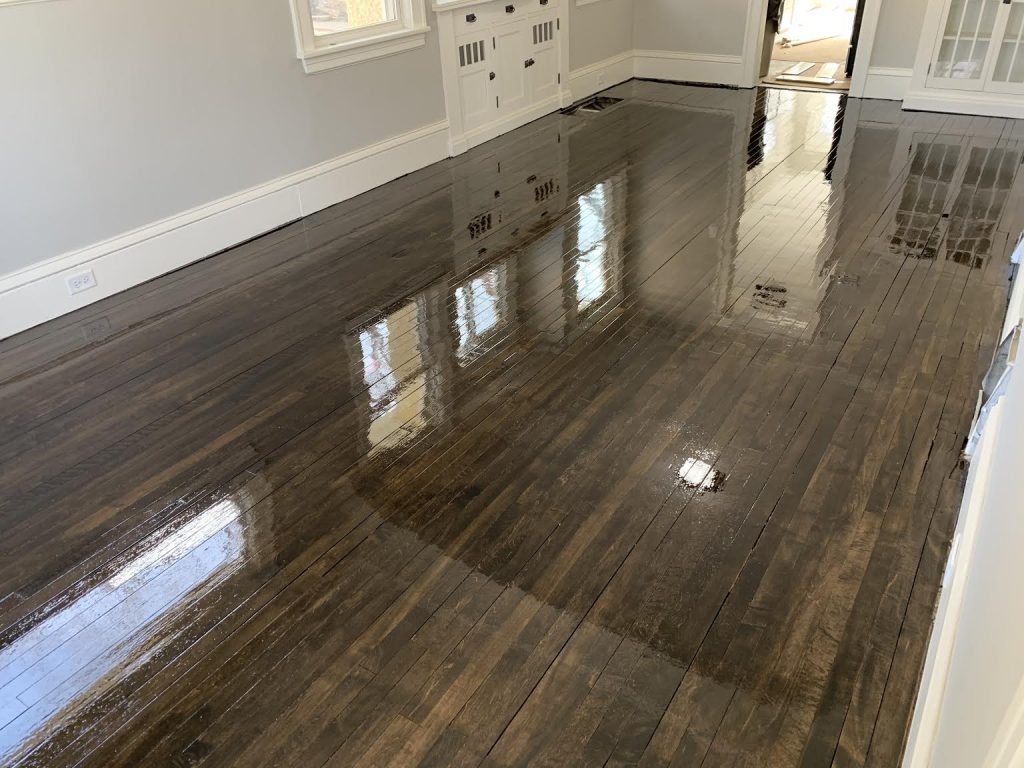 Dark Walnut Stained Floors - Red Oak Floors - Wood Floor Sand and Stain