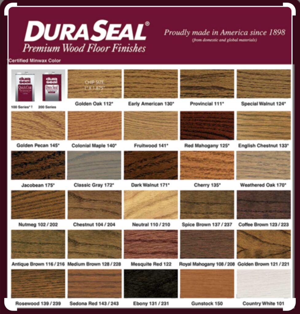 Duraseal Stain Color Wheel - Hardwood Floor Stain - Sanding Wood Floors